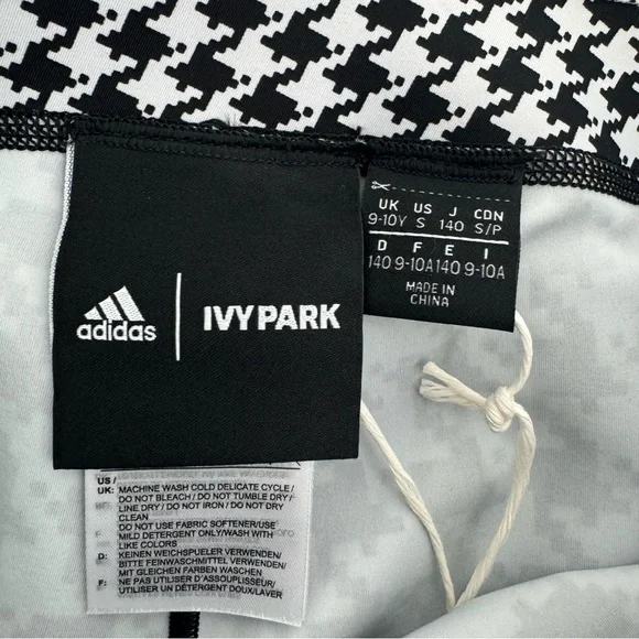 NWT adidas Ivy Park Big Girls Nina Tights Houndstooth Size S black White New - Picture 5 of 16